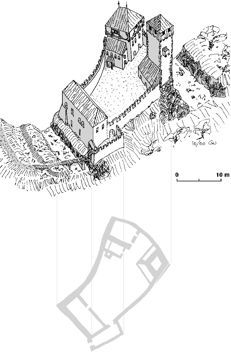 Rekonstruktionsskizze zur Burg Grünenberg